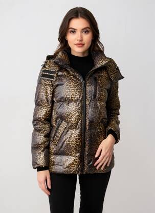 Pūkinė striukė ilgos rankovės su gobtuvu juodas THE KOOPLES moteris