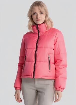 Pūkinė striukė ilgos rankovės be gobtuvų rožinė THE KOOPLES moteris