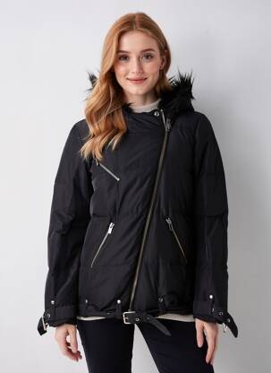 Pūkinė striukė ilgos rankovės su gobtuvu juodas THE KOOPLES (SPORT) moteris