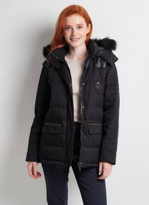 Pūkinė striukė ilgos rankovės su gobtuvu juodas THE KOOPLES moteris