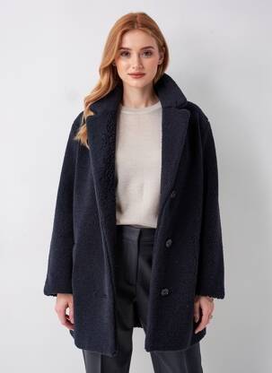Ilgas paltas tiesi kirpimas be gobtuvų mėlyna THE KOOPLES moteris
