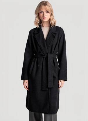 Ilgas paltas centrinė iškirptė be gobtuvų juodas THE KOOPLES moteris