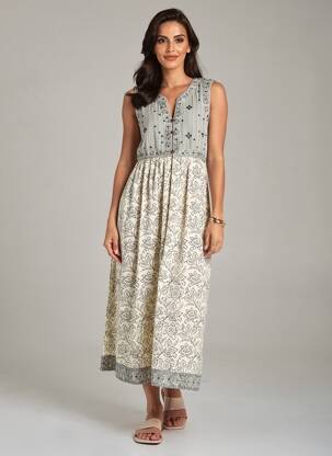 Ilga suknelė fantazijos raštas be rankų bežinis MAISON HOTEL moteris