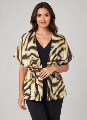 Kimono striukė fantazijos raštas rudas DIEGA moteris