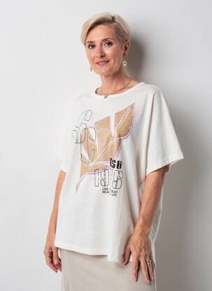 T-marškinys sietspausdinimas trumpas rankovės baltas CISO moteris