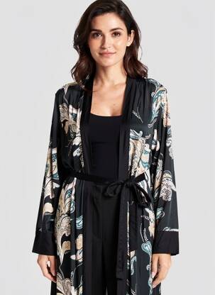 Kimono striukė ilgos rankovės juodas CALIDA moteris