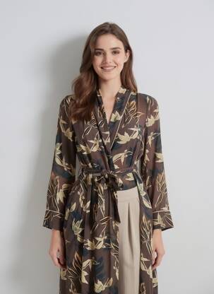 Kimono striukė ilgos rankovės rudas PILUS moteris