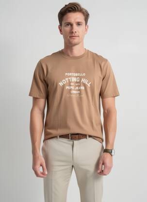T-marškinys centrinė iškirptė trumpas rankovės rudas PEPE JEANS vyras
