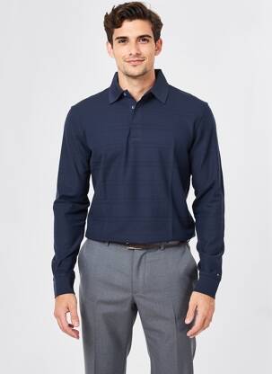 Megztinis polo apykaklė ilgos rankovės mėlyna TOMMY HILFIGER vyras