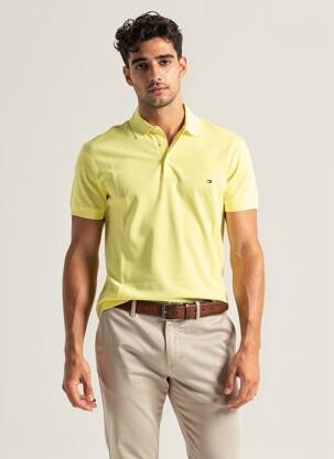 Polo tamprumas trumpas rankovės geltona TOMMY HILFIGER vyras