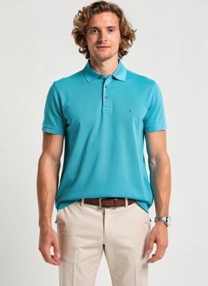 Polo tamprumas trumpas rankovės mėlyna TOMMY HILFIGER vyras
