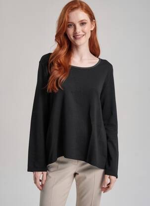 Tunikinis megztinis apvalus kaklas ilgos rankovės juodas DREAM VALLEY moteris