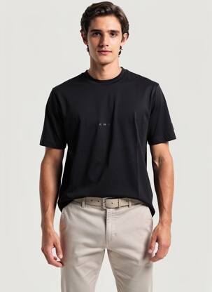 T-marškinys tiesi kirpimas trumpas rankovės juodas JACK & JONES vyras