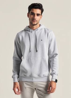 Kapišonas jersey audinys ilgos rankovės pilka JACK & JONES vyras