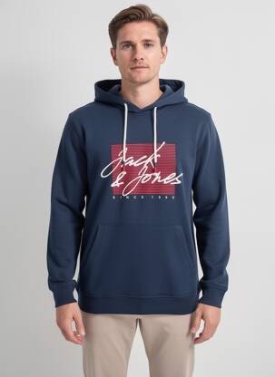 Kapišonas jersey audinys ilgos rankovės mėlyna JACK & JONES vyras