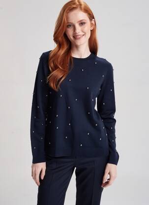Megztinis apatinė dalis siaura ilgos rankovės mėlyna THE KOOPLES moteris