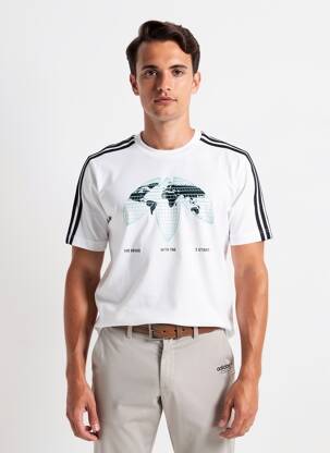 T-marškinys apvalus kaklas baltas ADIDAS vyras
