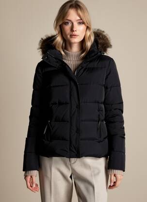 Pūkinė striukė juodas SUPERDRY moteris