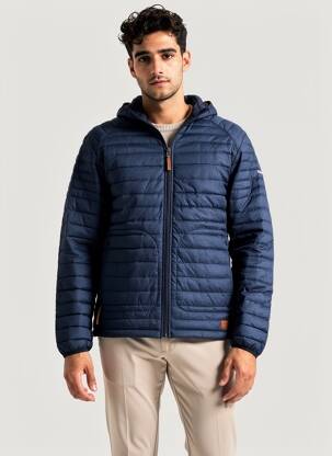 Pūkinė striukė aukšta apykaklė mėlyna JACK & JONES vyras