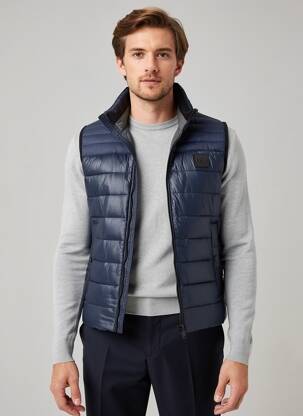 Pūkinė striukė aukšta apykaklė mėlyna HUGO BOSS vyras