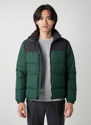 Pūkinė striukė aukšta apykaklė žalias JACK & JONES vyras