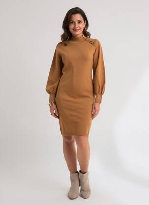 Megztinė suknelė tamprumas ilgos rankovės rudas MOLLY BRACKEN moteris