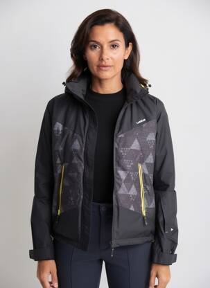 Pūkinė striukė ilgos rankovės su gobtuvu juodas DECATHLON moteris