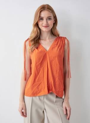 Moteriškas marškinys oranžinė MANGO moteris