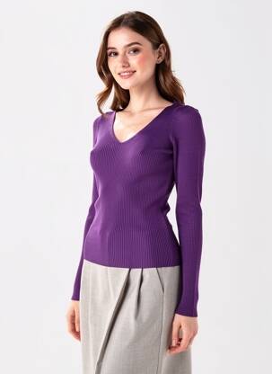 Megztinis violetinis MANGO moteris