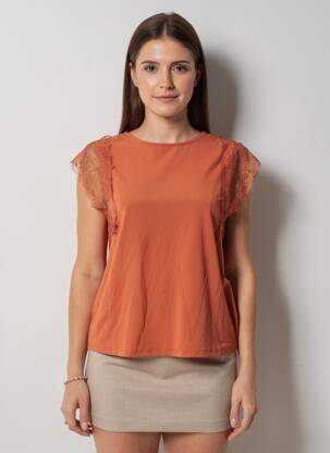 T-marškinys rudas VERO MODA moteris