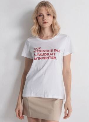 T-marškinys baltas MONSIEUR TSHIRT moteris