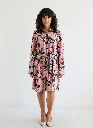 Pusilgių suknelė apvalus kaklas rožinė VERO MODA moteris