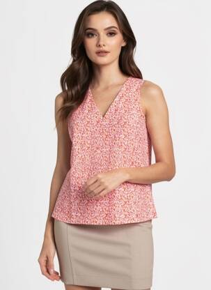 Bluzonai col v be rankų raudona VERO MODA moteris
