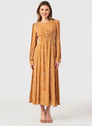 Ilga suknelė oranžinė MANGO moteris