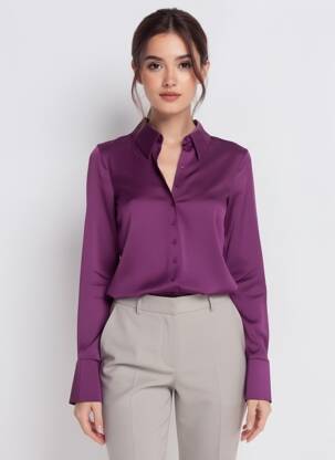 Moteriškas marškinys violetinis MANGO moteris