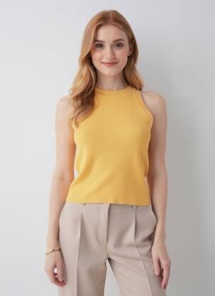 Marškiniai be rankovių atvira nugaros apykaklė be rankų oranžinė VERO MODA moteris