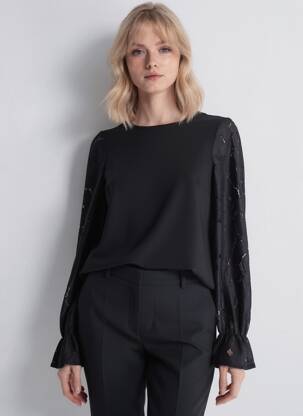 Viršūnė ilgos rankovės juodas VERO MODA moteris