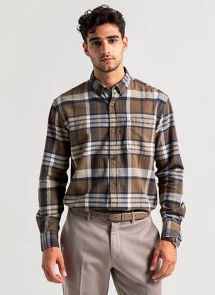 Ilgomis rankovėmis marškinys rudas JACK & JONES vyras