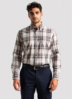 Ilgomis rankovėmis marškinys rudas JACK & JONES vyras