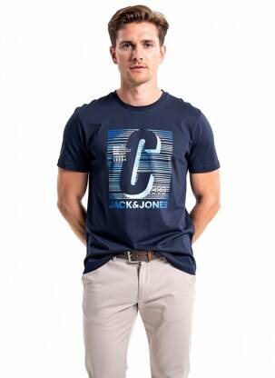 T-marškinys apvalus kaklas mėlyna JACK & JONES vyras