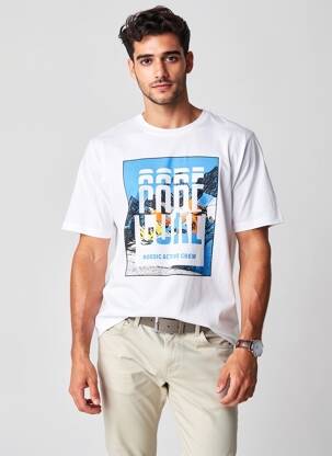 T-marškinys tiesi kirpimas trumpas rankovės baltas JACK & JONES vyras