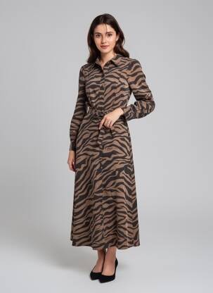 Ilga suknelė ilgos rankovės ilgos rankovės rudas VERO MODA moteris
