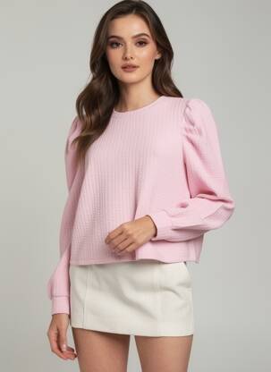Megztinis tiesi kirpimas rožinė VERO MODA moteris