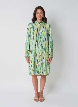 Pusilgių suknelė žalias VERO MODA moteris