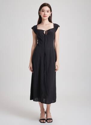 Pusilgių suknelė juodas ASTRID BLACK LABEL moteris