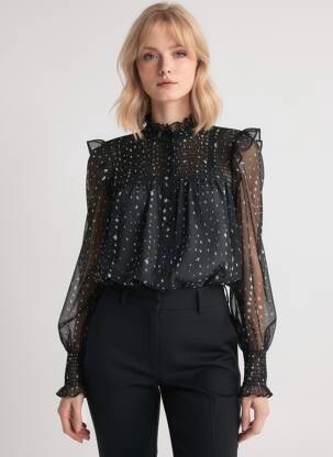 Moteriškas marškinys juodas MANGO moteris