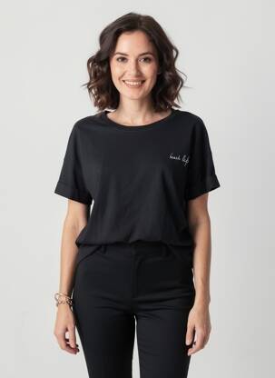 T-marškinys juodas JACQUELINE DE YONG moteris