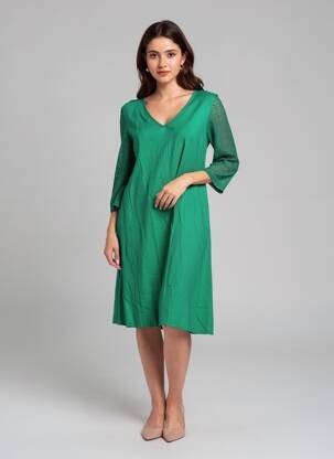 Pusilgių suknelė žalias VERO MODA moteris