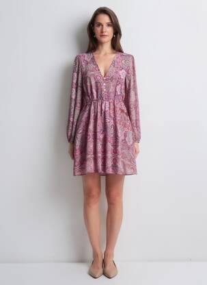 Pusilgių suknelė violetinis MANGO moteris