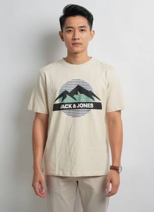 T-marškinys tiesi kirpimas trumpas rankovės bežinis JACK & JONES vyras